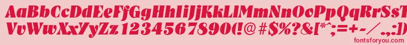 NashvilleserialHeavyItalic Font – Red Fonts on Pink Background