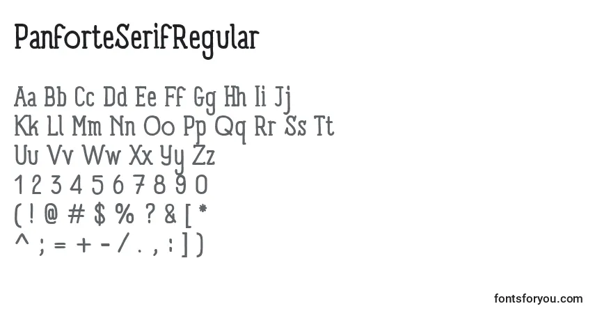 PanforteSerifRegular-fontti – aakkoset, numerot, erikoismerkit