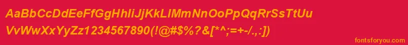 フォントUtsaahBoldItalic – 赤い背景にオレンジの文字