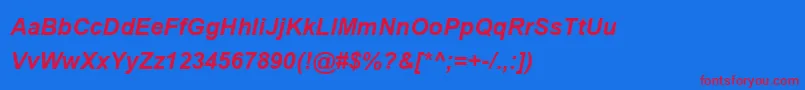 UtsaahBoldItalic Font – Red Fonts on Blue Background