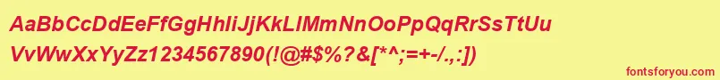 Czcionka UtsaahBoldItalic – czerwone czcionki na żółtym tle