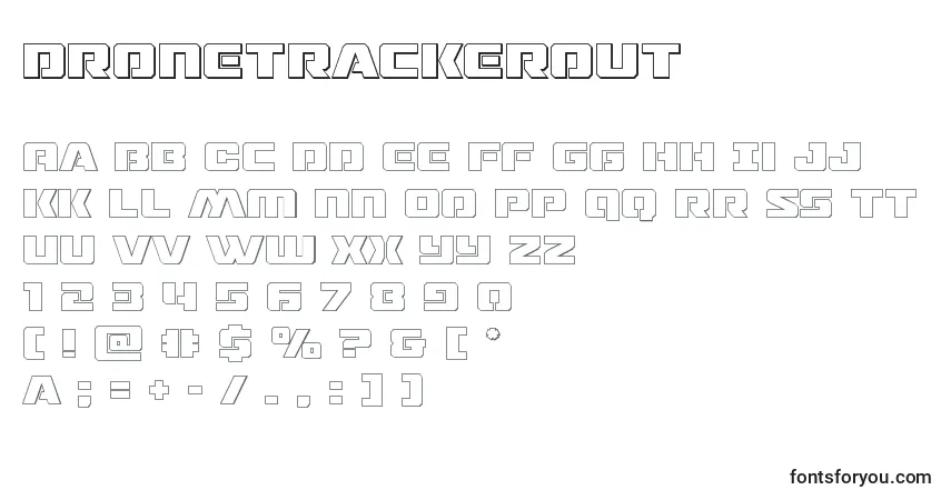 Czcionka Dronetrackerout – alfabet, cyfry, specjalne znaki