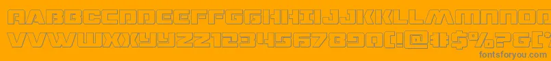 Dronetrackerout-Schriftart – Graue Schriften auf orangefarbenem Hintergrund