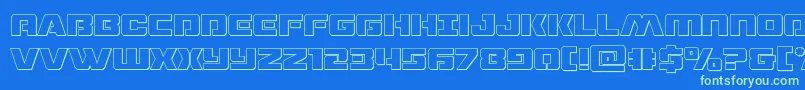 Dronetrackerout Font – Green Fonts on Blue Background