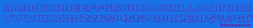 Dronetrackerout Font – Purple Fonts on Blue Background