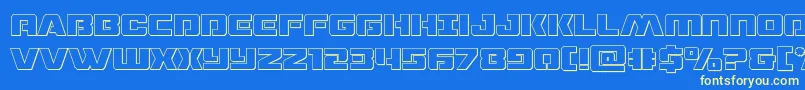 Dronetrackerout Font – Yellow Fonts on Blue Background