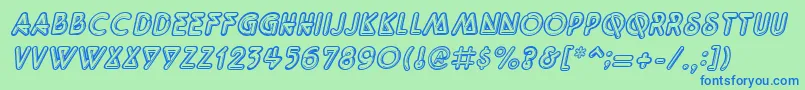 QuarkneonItalic Font – Blue Fonts on Green Background