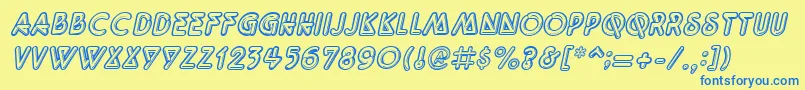 QuarkneonItalic Font – Blue Fonts on Yellow Background