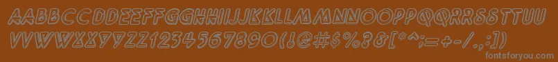 QuarkneonItalic-fontti – harmaat kirjasimet ruskealla taustalla