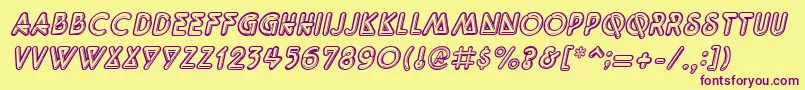 QuarkneonItalic Font – Purple Fonts on Yellow Background