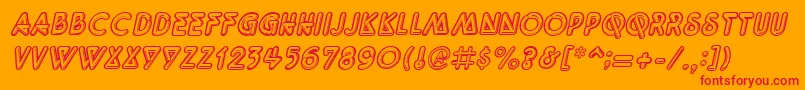QuarkneonItalic-Schriftart – Rote Schriften auf orangefarbenem Hintergrund