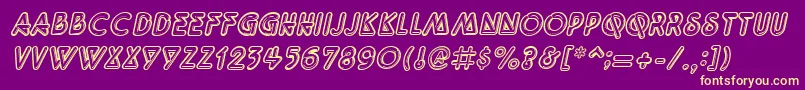 QuarkneonItalic Font – Yellow Fonts on Purple Background