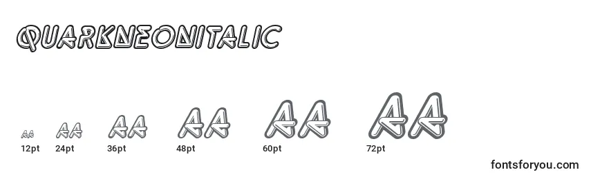 Размеры шрифта QuarkneonItalic
