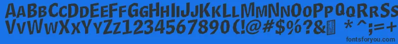 DelinquentCapsSkewd Font – Black Fonts on Blue Background