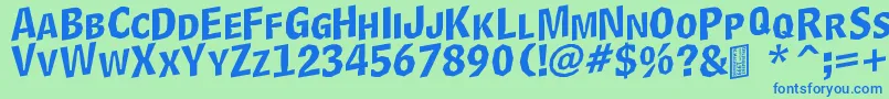 DelinquentCapsSkewd Font – Blue Fonts on Green Background