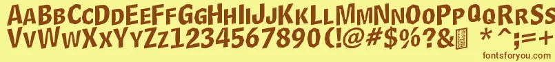 DelinquentCapsSkewd Font – Brown Fonts on Yellow Background