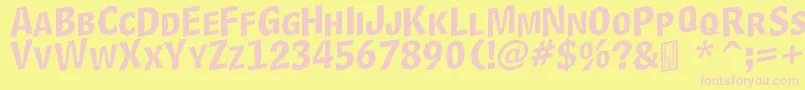 DelinquentCapsSkewd-fontti – vaaleanpunaiset fontit keltaisella taustalla