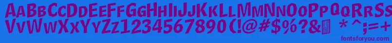 DelinquentCapsSkewd Font – Purple Fonts on Blue Background