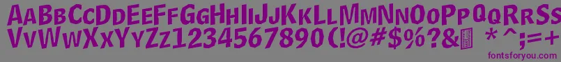 フォントDelinquentCapsSkewd – 紫色のフォント、灰色の背景