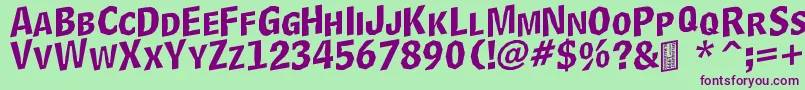 DelinquentCapsSkewd Font – Purple Fonts on Green Background