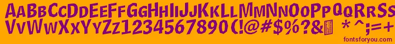 DelinquentCapsSkewd Font – Purple Fonts on Orange Background