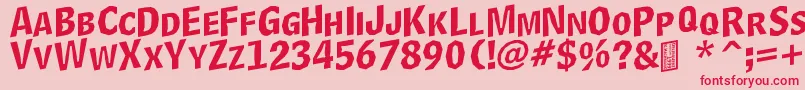 フォントDelinquentCapsSkewd – ピンクの背景に赤い文字