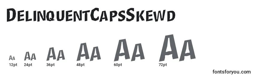 DelinquentCapsSkewd Font Sizes