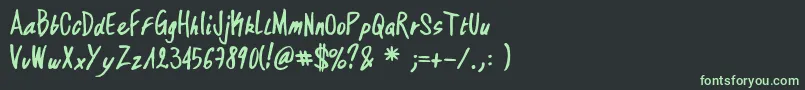 フォントDirtyHandOfCre – 黒い背景に緑の文字
