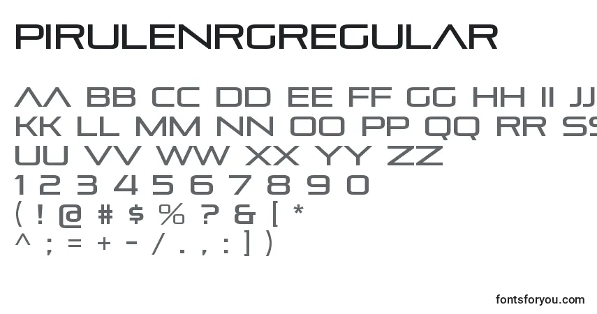 Schriftart PirulenrgRegular – Alphabet, Zahlen, spezielle Symbole