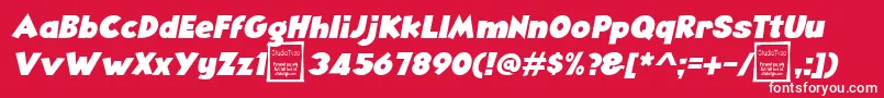 Czcionka AngellaItalicDemo – białe czcionki na czerwonym tle