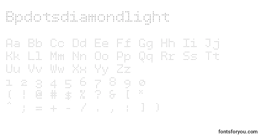 Schriftart Bpdotsdiamondlight – Alphabet, Zahlen, spezielle Symbole