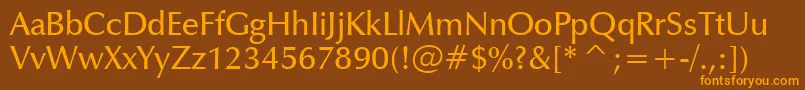 Fonte ZapfHumanist601DemiBt – fontes laranjas em um fundo marrom