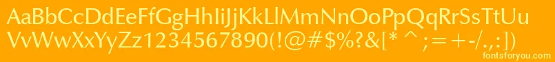 Czcionka ZapfHumanist601DemiBt – żółte czcionki na pomarańczowym tle