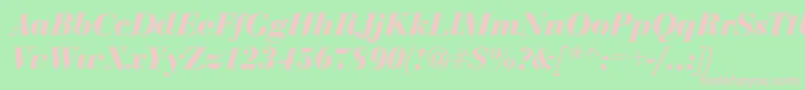 BodoniDisplayBolditalic-fontti – vaaleanpunaiset fontit vihreällä taustalla