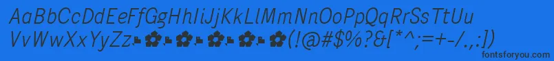 PentaySansLightItalic Font – Black Fonts on Blue Background