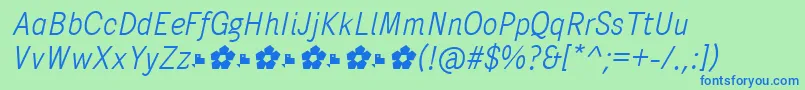 PentaySansLightItalic Font – Blue Fonts on Green Background