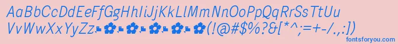 PentaySansLightItalic-fontti – siniset fontit vaaleanpunaisella taustalla