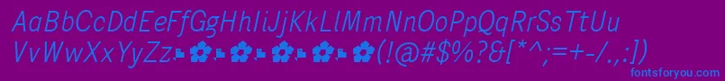 PentaySansLightItalic-Schriftart – Blaue Schriften auf violettem Hintergrund