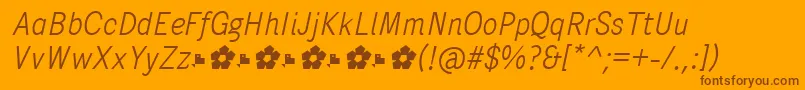 PentaySansLightItalic-Schriftart – Braune Schriften auf orangefarbenem Hintergrund