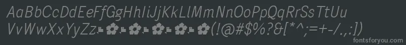 フォントPentaySansLightItalic – 黒い背景に灰色の文字