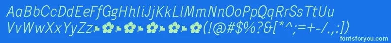 PentaySansLightItalic-Schriftart – Grüne Schriften auf blauem Hintergrund