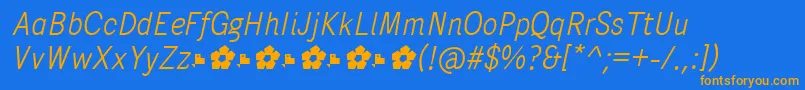 PentaySansLightItalic-Schriftart – Orangefarbene Schriften auf blauem Hintergrund