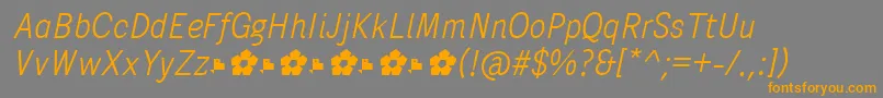 フォントPentaySansLightItalic – オレンジの文字は灰色の背景にあります。