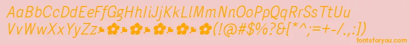 PentaySansLightItalic-fontti – oranssit fontit vaaleanpunaisella taustalla