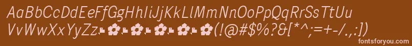 Fonte PentaySansLightItalic – fontes rosa em um fundo marrom