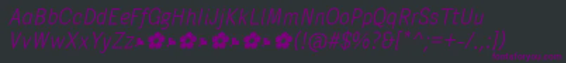 PentaySansLightItalic-fontti – violetit fontit mustalla taustalla