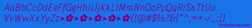 フォントPentaySansLightItalic – 紫色のフォント、青い背景