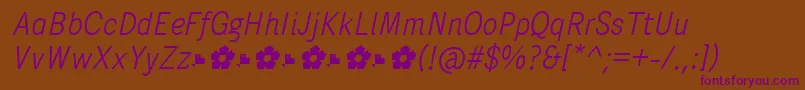 PentaySansLightItalic-Schriftart – Violette Schriften auf braunem Hintergrund