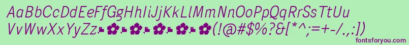 Шрифт PentaySansLightItalic – фиолетовые шрифты на зелёном фоне