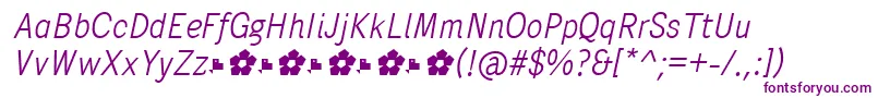 Fonte PentaySansLightItalic – fontes roxas em um fundo branco